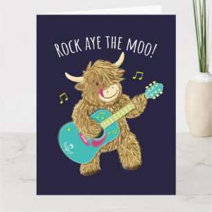 Scottish Highland Cow Gitarrist Rock Aye The Moo!  Karte