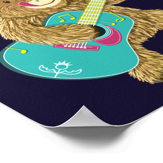 Scottish Highland Cow Gitarrist Rock Aye The Moo! Poster (Ecke)