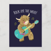 Scottish Highland Cow Gitarrist Rock Aye The Moo! Postkarte (Vorderseite)