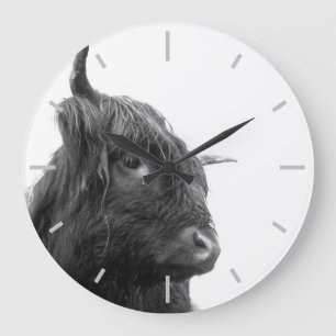 Scottish Highland cow Große Wanduhr