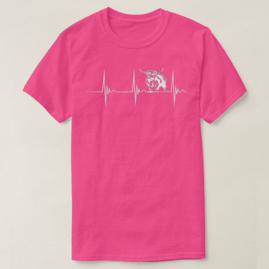 Scottish Highland Cow Heartbeat EKG Pulse Highland T-Shirt (Design vorne)