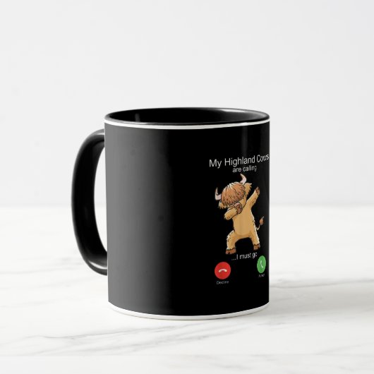 Scottish Highland Cow is Calling Tasse (Vorderseite Links)