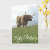 Scottish Highland Cow Karte (Gelbe Blume)