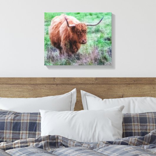 Scottish Highland Cow Leinwand (Insitu (Schlafzimmer))