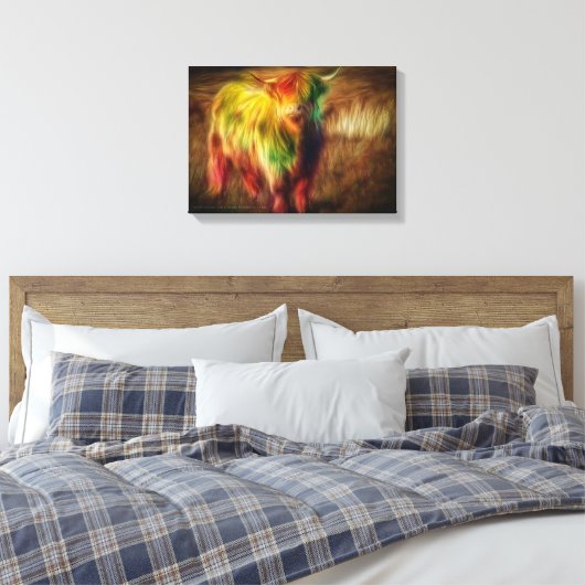 Scottish Highland Cow Leinwand (Insitu (Schlafzimmer))