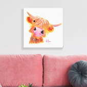 Scottish Highland Cow 'Nessie' Box Canvas Print Leinwanddruck (Insitu (Wohnzimmer))