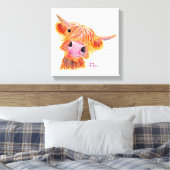 Scottish Highland Cow 'Nessie' Box Canvas Print Leinwanddruck (Insitu (Schlafzimmer))