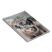 Scottish Highland Cow on Green Notizblock (Rechte Seite)