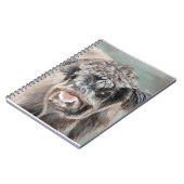 Scottish Highland Cow on Green Notizblock (Linke Seite)