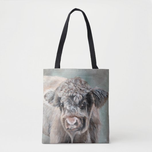Scottish Highland Cow on Green Tasche (Vorderseite)