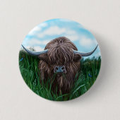 Scottish Highland Cow Painting Button (Vorderseite)