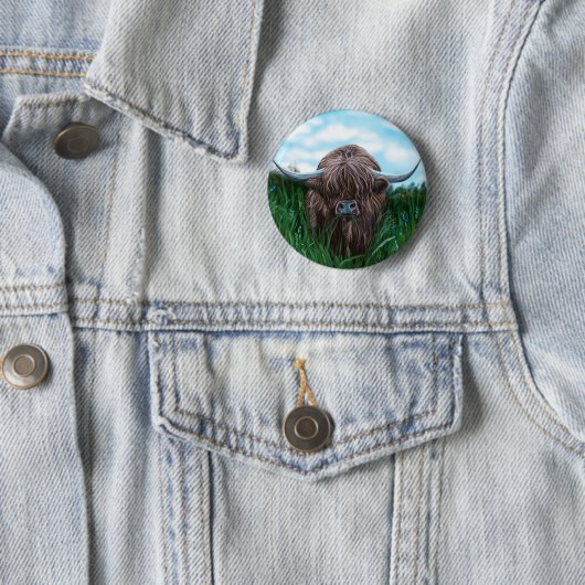 Scottish Highland Cow Painting Button (Beispiel)