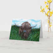 Scottish Highland Cow Painting Karte (Gelbe Blume)