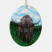 Scottish Highland Cow Painting Keramikornament (Rechts)