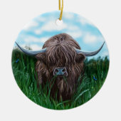 Scottish Highland Cow Painting Keramikornament (Vorne)