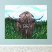 Scottish Highland Cow Painting Leinwanddruck (Insitu (Holzboden))