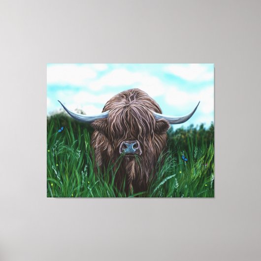 Scottish Highland Cow Painting Leinwanddruck (Vorderseite)