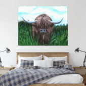 Scottish Highland Cow Painting Leinwanddruck (Insitu (Schlafzimmer))