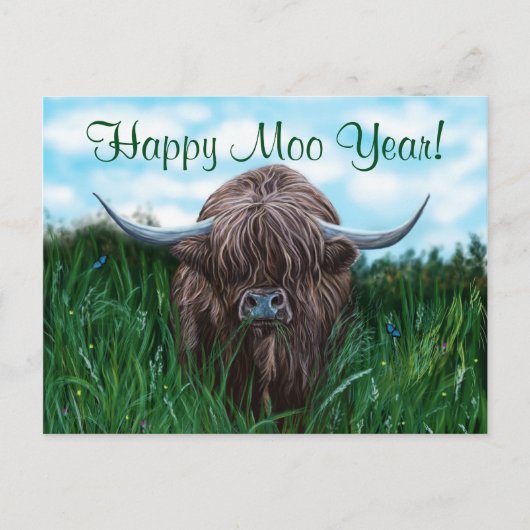 Scottish Highland Cow Painting Postkarte (Vorderseite)