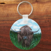 Scottish Highland Cow Painting Schlüsselanhänger (Vorderseite)