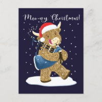 Scottish Highland Cow Plays Christmas Bagpipe