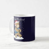 Scottish Highland Cow Plays Christmas Bagpipe Kaffeetasse (Vorderseite Links)