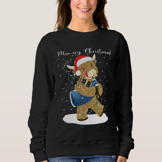 Scottish Highland Cow Plays Christmas Bagpipe Sweatshirt (Vorderseite)
