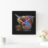 Scottish Highland Cow ' PODGER ' von Shirley M Quadratische Wanduhr (Zuhause)