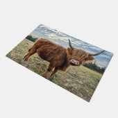 Scottish Highland Cow Portrait Farmhouse Fußmatte (Schrägansicht)