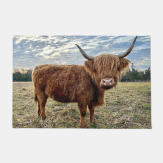 Scottish Highland Cow Portrait Farmhouse Fußmatte