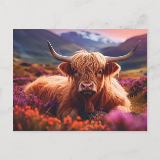 Scottish Highland Cow Postcard Postkarte (Vorderseite)