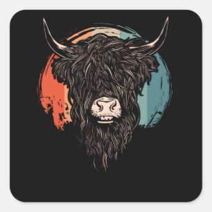Scottish Highland Cow Quadratischer Aufkleber