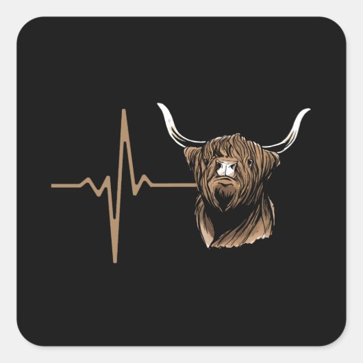 Scottish Highland Cow Quadratischer Aufkleber (Vorderseite)