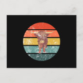 Scottish Highland Cow Retro Postkarte (Vorderseite)