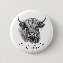 Scottish Highland Cow Sketch anpassbar Button