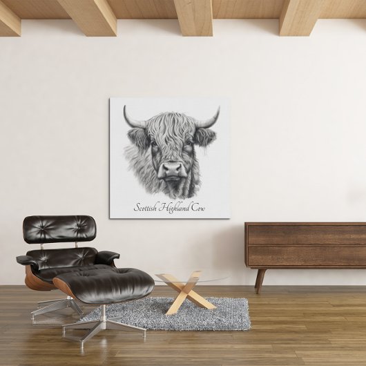 Scottish Highland Cow Sketch anpassbar Poster