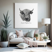 Scottish Highland Cow Sketch anpassbar Poster