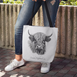 Scottish Highland Cow Sketch anpassbar Tasche