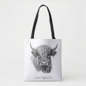 Scottish Highland Cow Sketch anpassbar Tasche (Vorderseite)