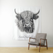 Scottish Highland Cow Sketch anpassbar Wandteppich (Beispiel)
