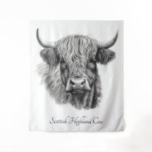 Scottish Highland Cow Sketch anpassbar