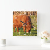 Scottish Highland Cow Square Wall Clock Quadratische Wanduhr (Zuhause)