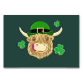 Scottish Highland Cow St Patrick's Day Hat Tischnummer (Vorderseite)