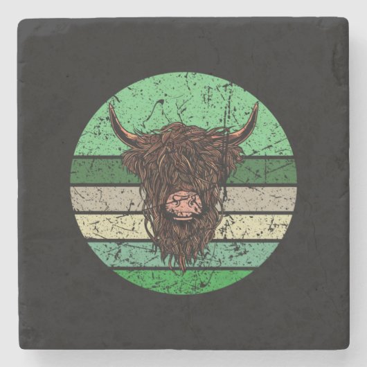 Scottish Highland Cow Steinuntersetzer (Vorderseite)