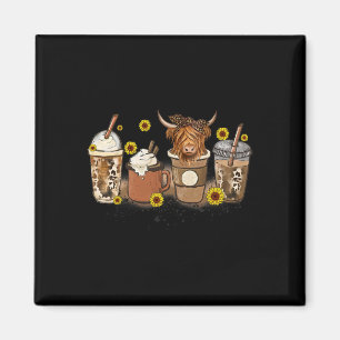 Scottish Highland Cow Sunflower Fall Vibes Coffee Magnet