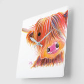 Scottish Highland Cow ' SWEET SATSUMA ' von Shirle Quadratische Wanduhr (Winkel)
