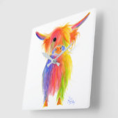 Scottish Highland Cow ' TOTTIS ' Wall Clock Quadratische Wanduhr (Winkel)