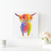 Scottish Highland Cow ' TOTTIS ' Wall Clock Quadratische Wanduhr (Zuhause)