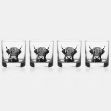 Scottish Highland Cow Whiskey Glasses