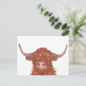 Scottish Highland Cow Winter Postkarte (Stehend Vorderseite)